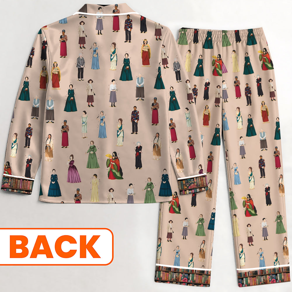 Literary Legends Satin Pajama Set – Celebrating Iconic Authors in Style