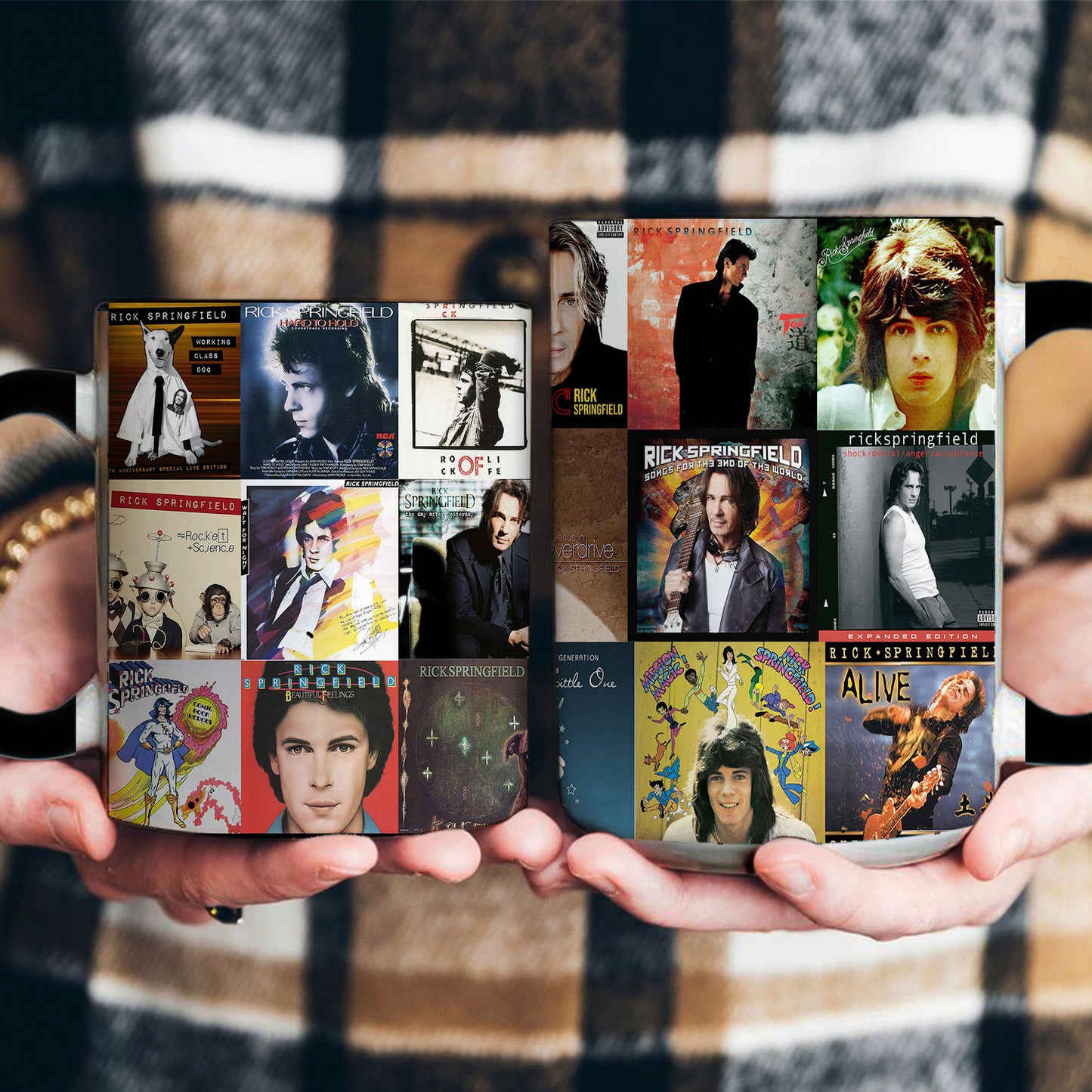 Rick Springfield Accent Mug – Classic Hits Album Art Collage Gift