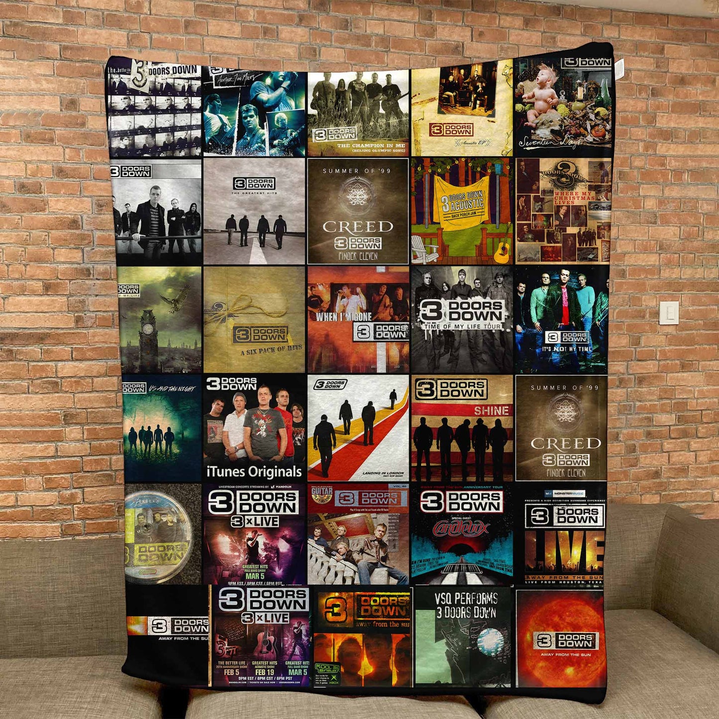 3 Doors Down Sherpa Blanket – Classic Album Cover Collage Cozy Throw Gift for Rock Fans