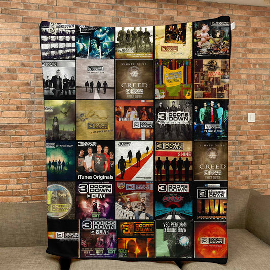 3 Doors Down Sherpa Blanket – Classic Album Cover Collage Cozy Throw Gift for Rock Fans
