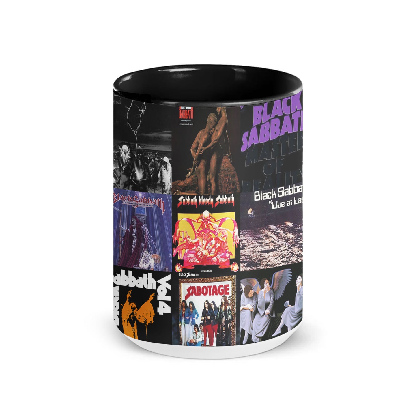 Black Sabbath Accent Mug – Classic Album Cover Collage Gift