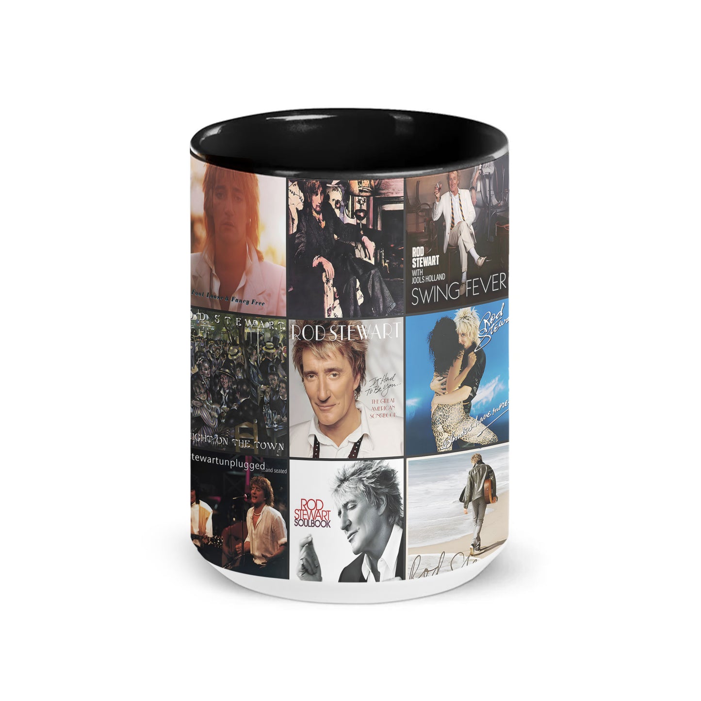 Rod Stewart Accent Mug – Iconic Album Cover Collage Gift
