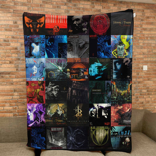 Skinny Puppy Sherpa Blanket – Iconic Album Cover Collage Cozy Throw for Industrial Music Fans