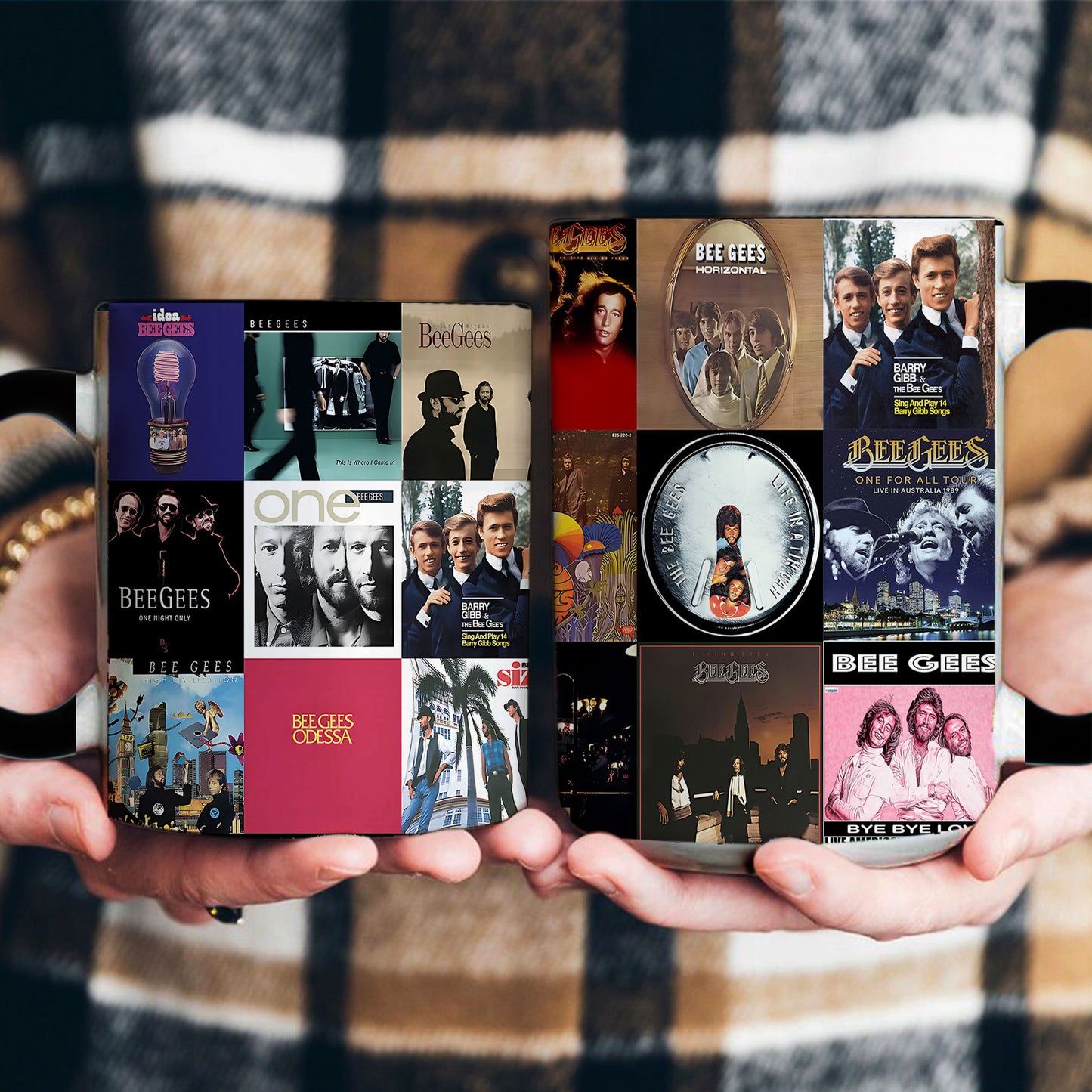 Bee Gees Accent Mug – Classic Album Cover Collage Gift