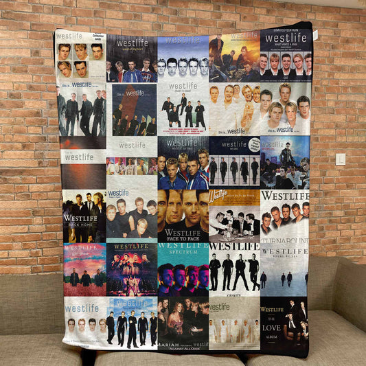 Westlife Sherpa Blanket – Iconic Album Cover Collage Cozy Throw for Pop Ballad Lovers