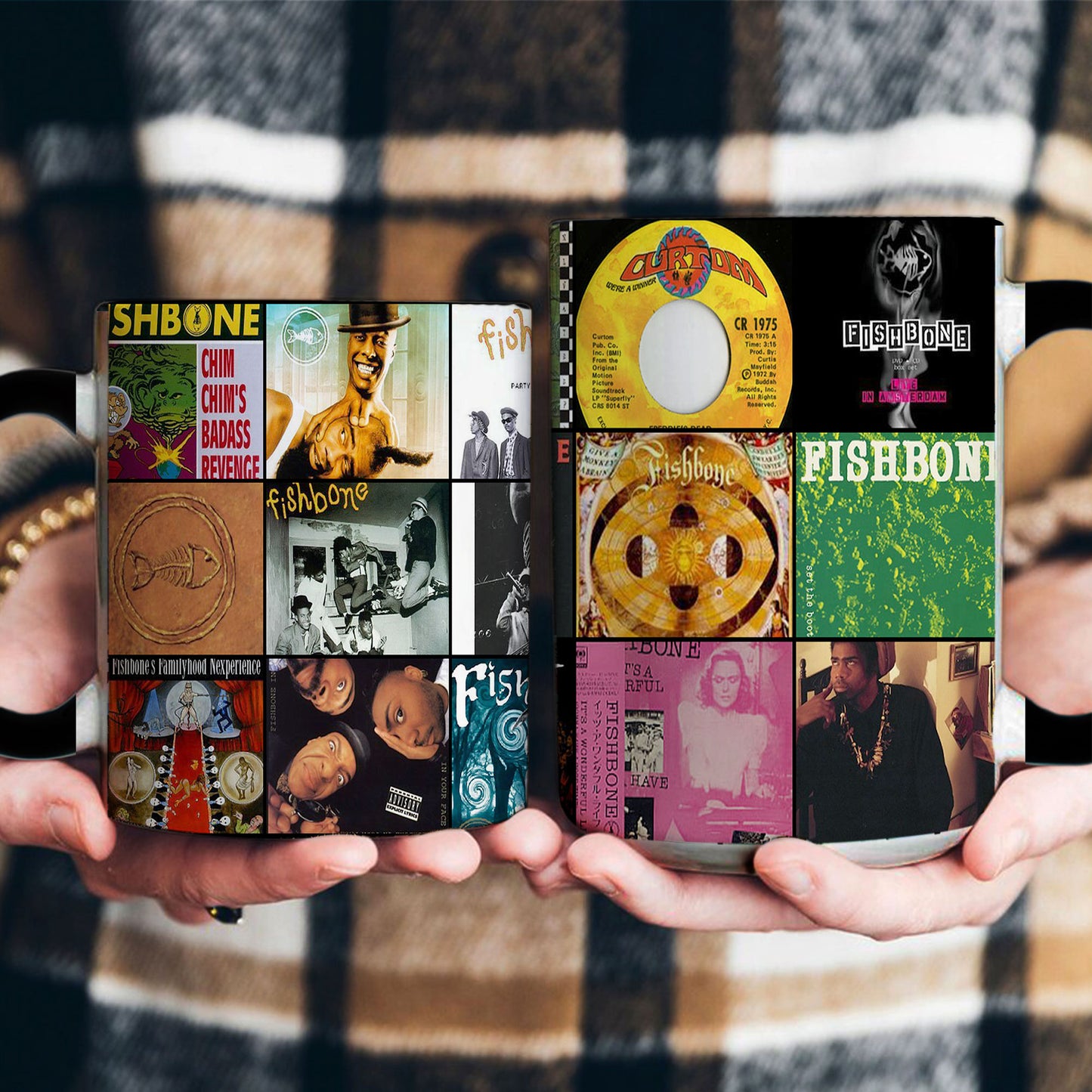 Fishbone Accent Mug – Funk-Rock Fusion Album Collage Gift