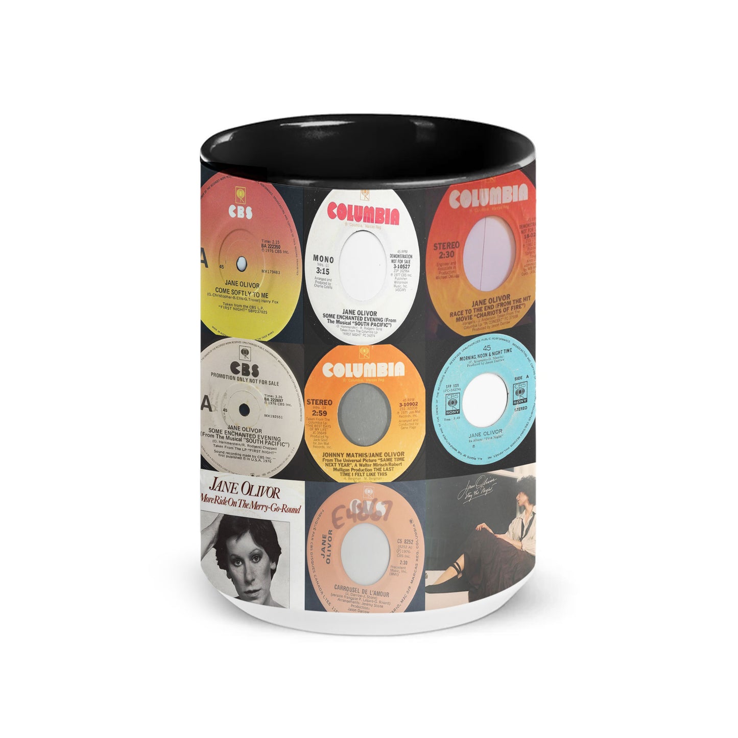 Jane Olivor Accent Mug – Timeless Vocal Elegance Album Collage Gift