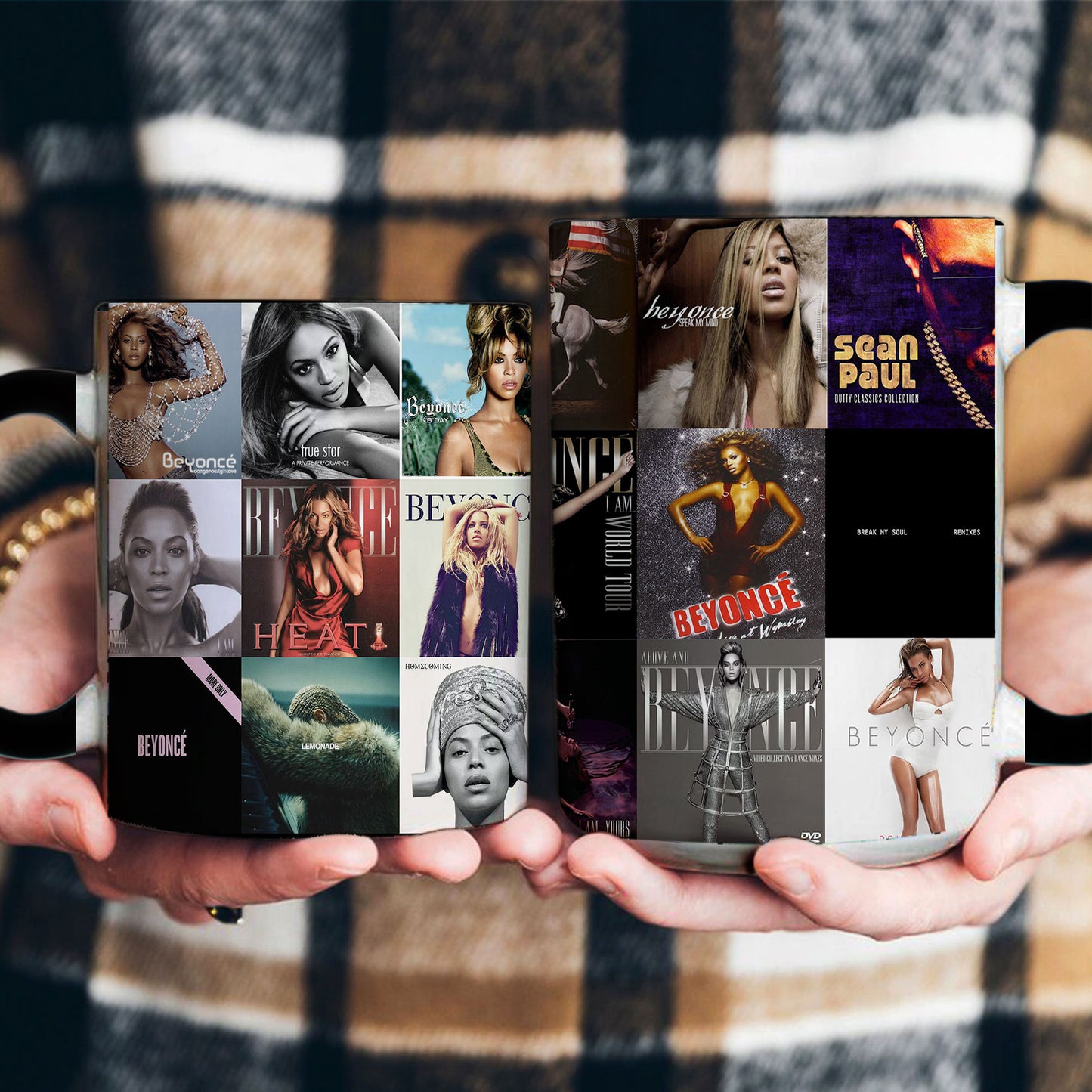 Beyoncé Accent Mug – Iconic Album Cover Collage Gift for Pop & R&B Fans