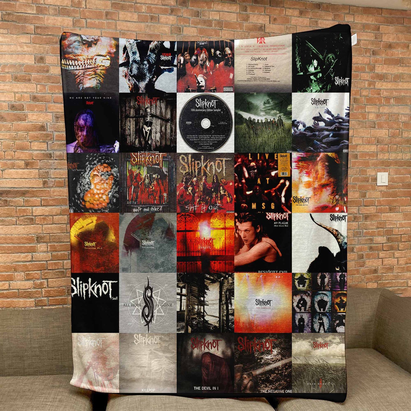 Slipknot Sherpa Blanket – Iconic Album Cover Collage Cozy Throw for Metal Fans