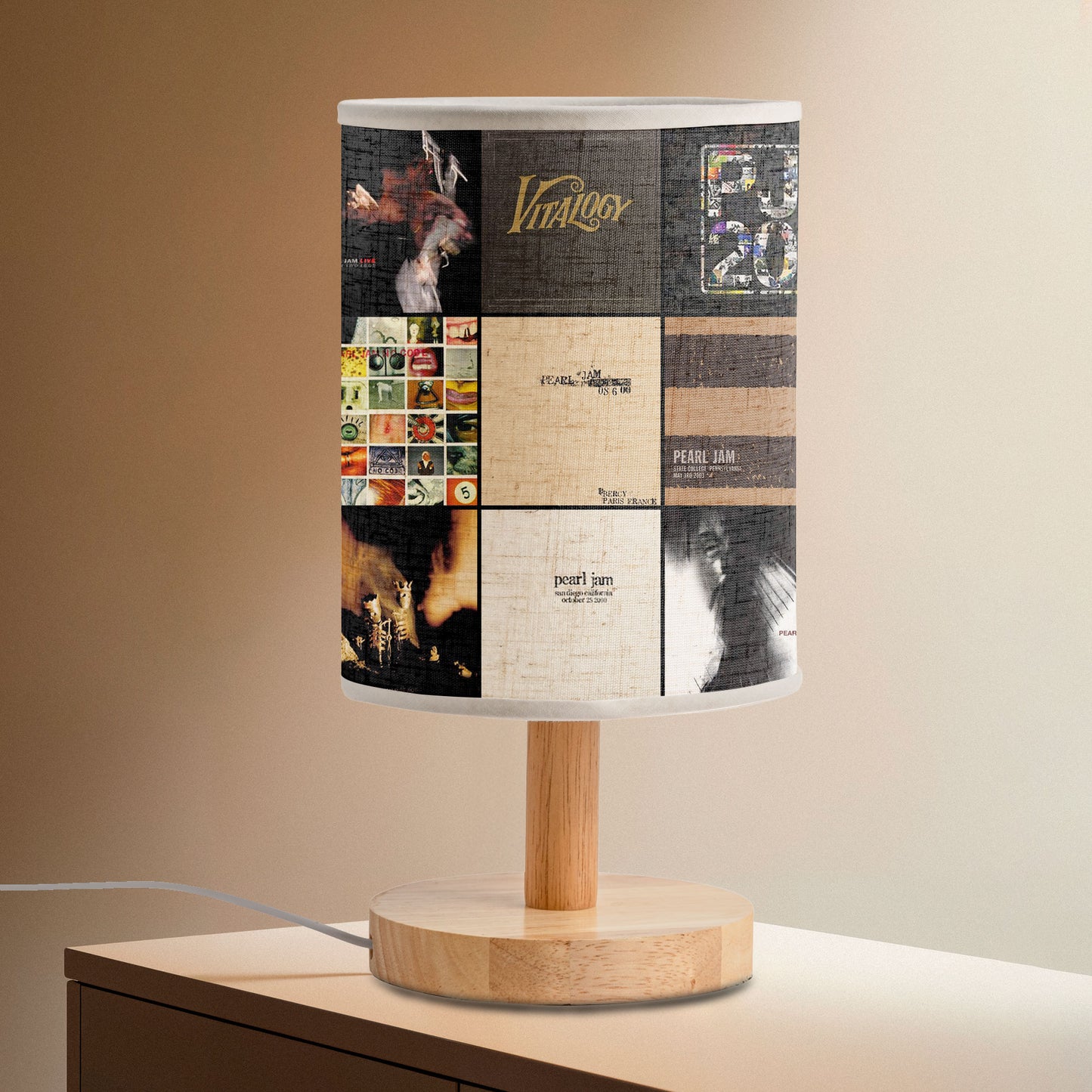 Pearl Jam Album Covers Fabric Lamp – Grunge Rock Band Table Lamp, Retro Home Lighting Décor for Music Fans