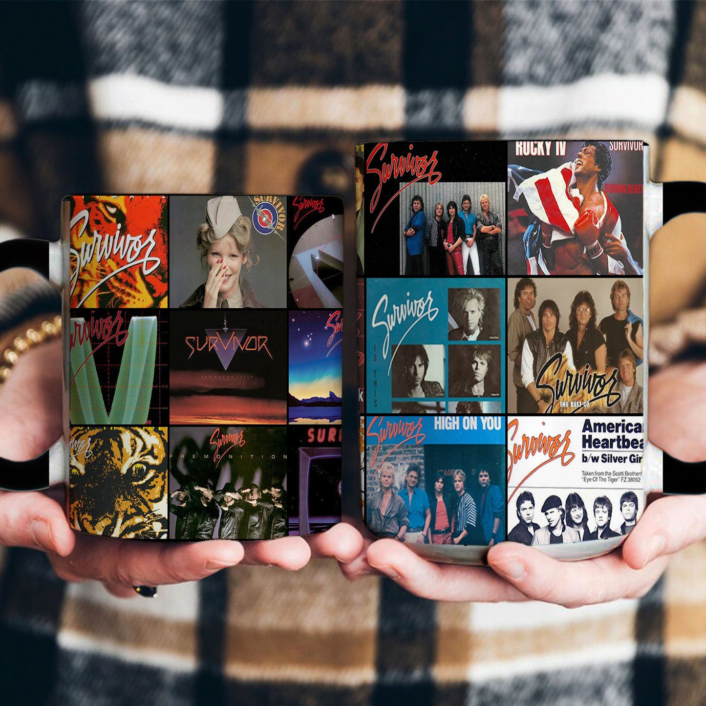 Survivor Accent Mug – Classic Rock Album Cover Collage Gift