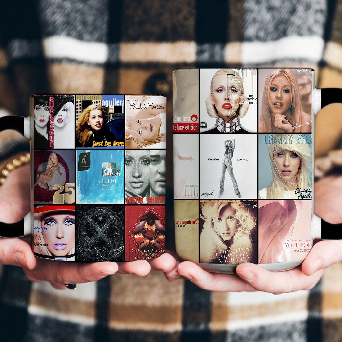 Christina Aguilera Accent Mug – Pop Icon Album Cover Collage Gift