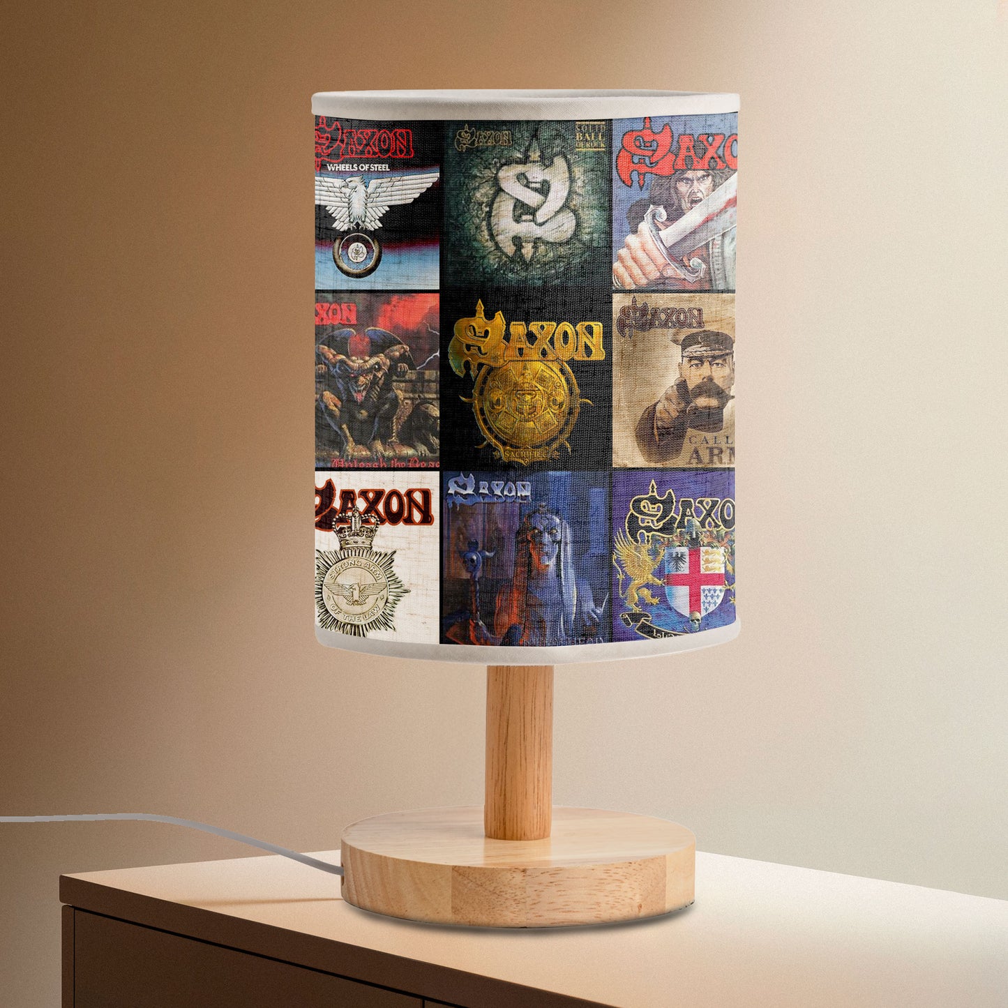 Saxon Fabric Lamp – Heavy Metal Titans Album Art Collection