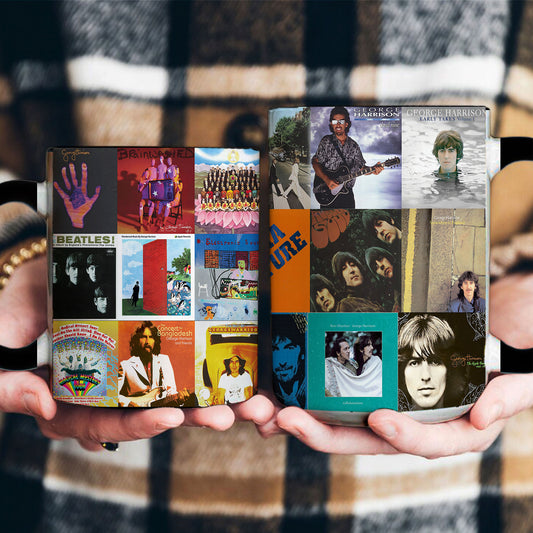 George Harrison Accent Mug – Classic Album Cover Collage Gift for Beatles & Solo Fans