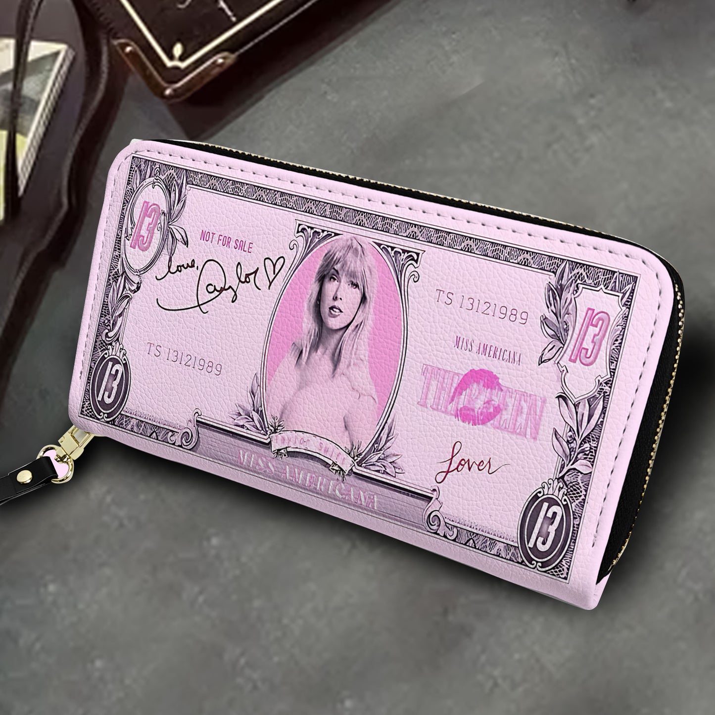 Swiftie Lover Leather Wallet – Pink Money Print Fan Edition