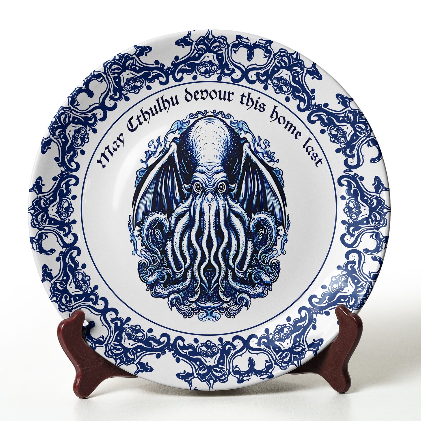 Gothic Cthulhu Decorative Ceramic Plate – Eldritch Elegance for Your Home