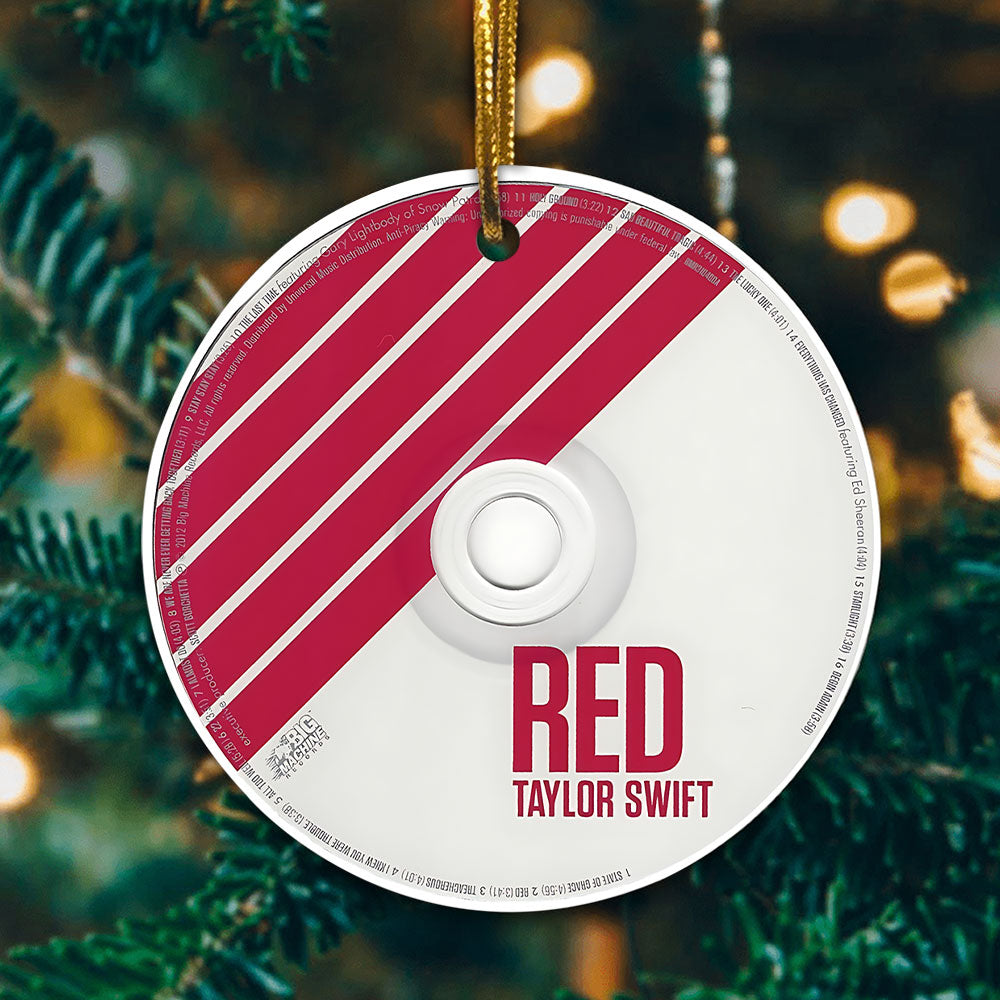 RED Taylor Swift CD Ceramic Ornament – Holiday Music Keepsake Decoration