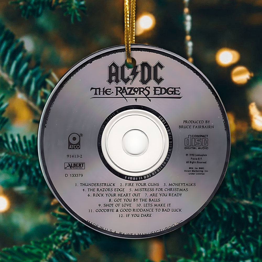 AC/DC Hard Rock Ceramic Ornament – Classic Album Cover Holiday Decoration