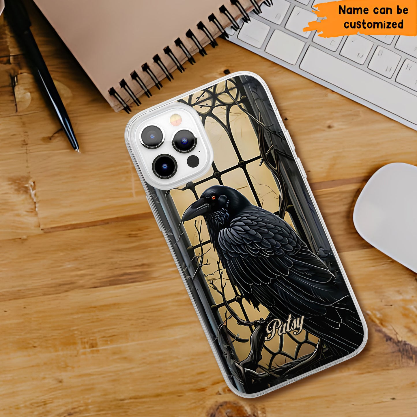 Gothic Raven Phone Case – Dark Mystery Inspired Personalized Clear Phone Case