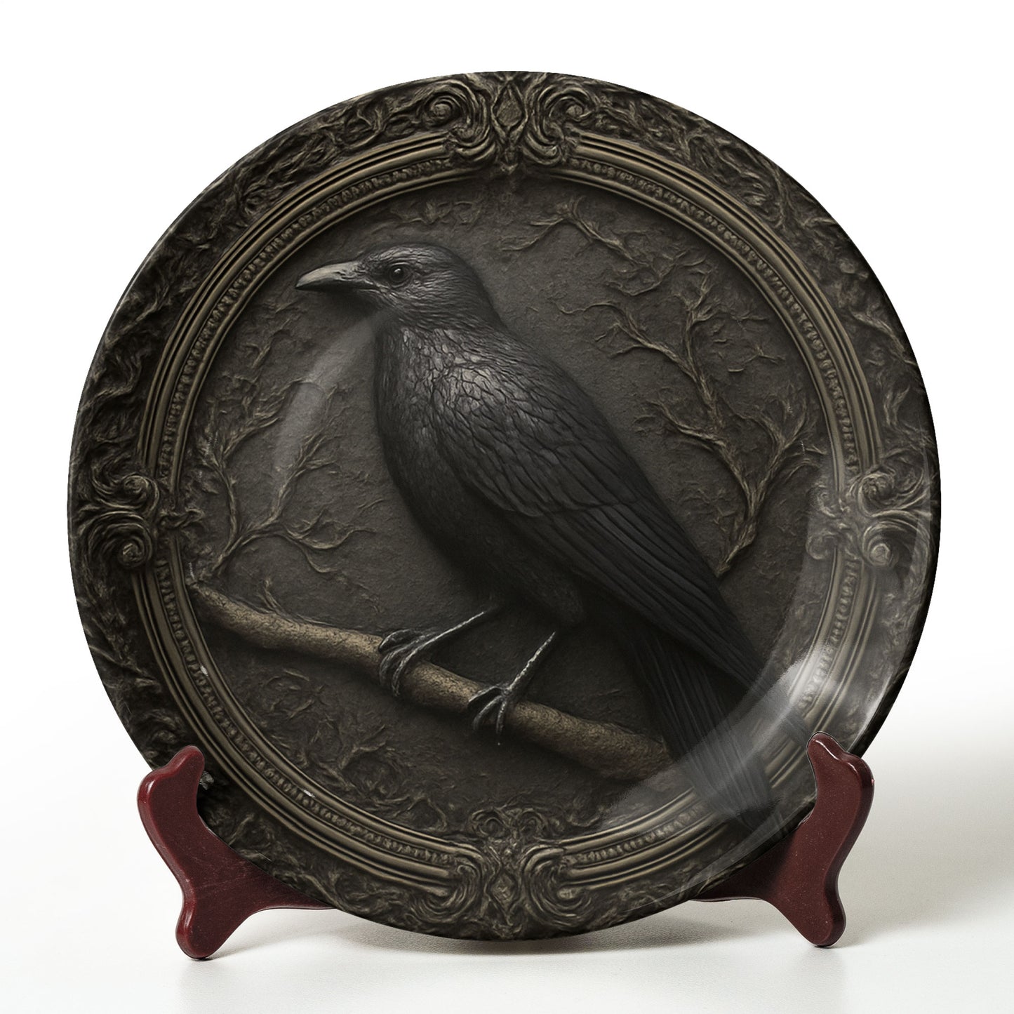 The Raven’s Vigil – Gothic Decorative Ceramic Plate