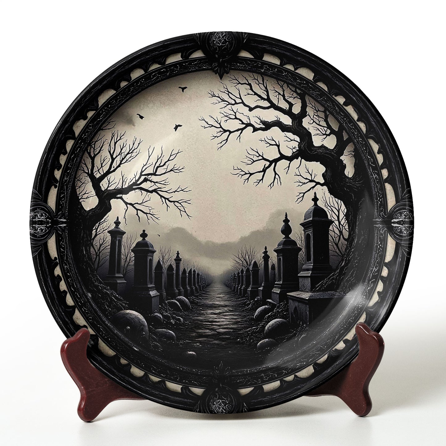 Whispers of the Graveyard – Gothic Decorative Ceramic Plate