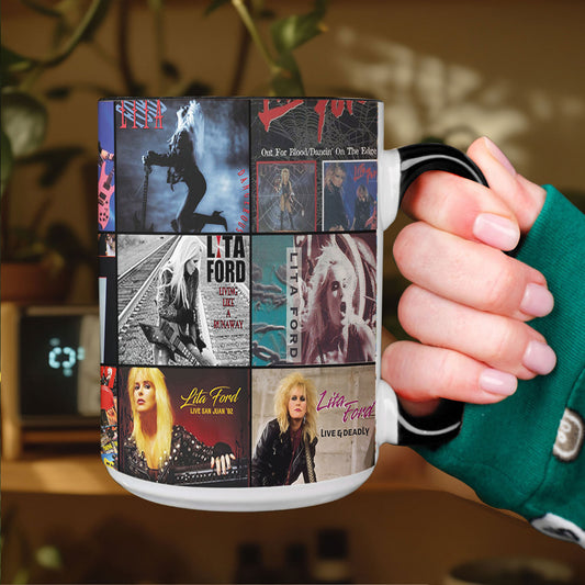 Lita Ford Accent Mug – Rock Queen Album Cover Collage Gift