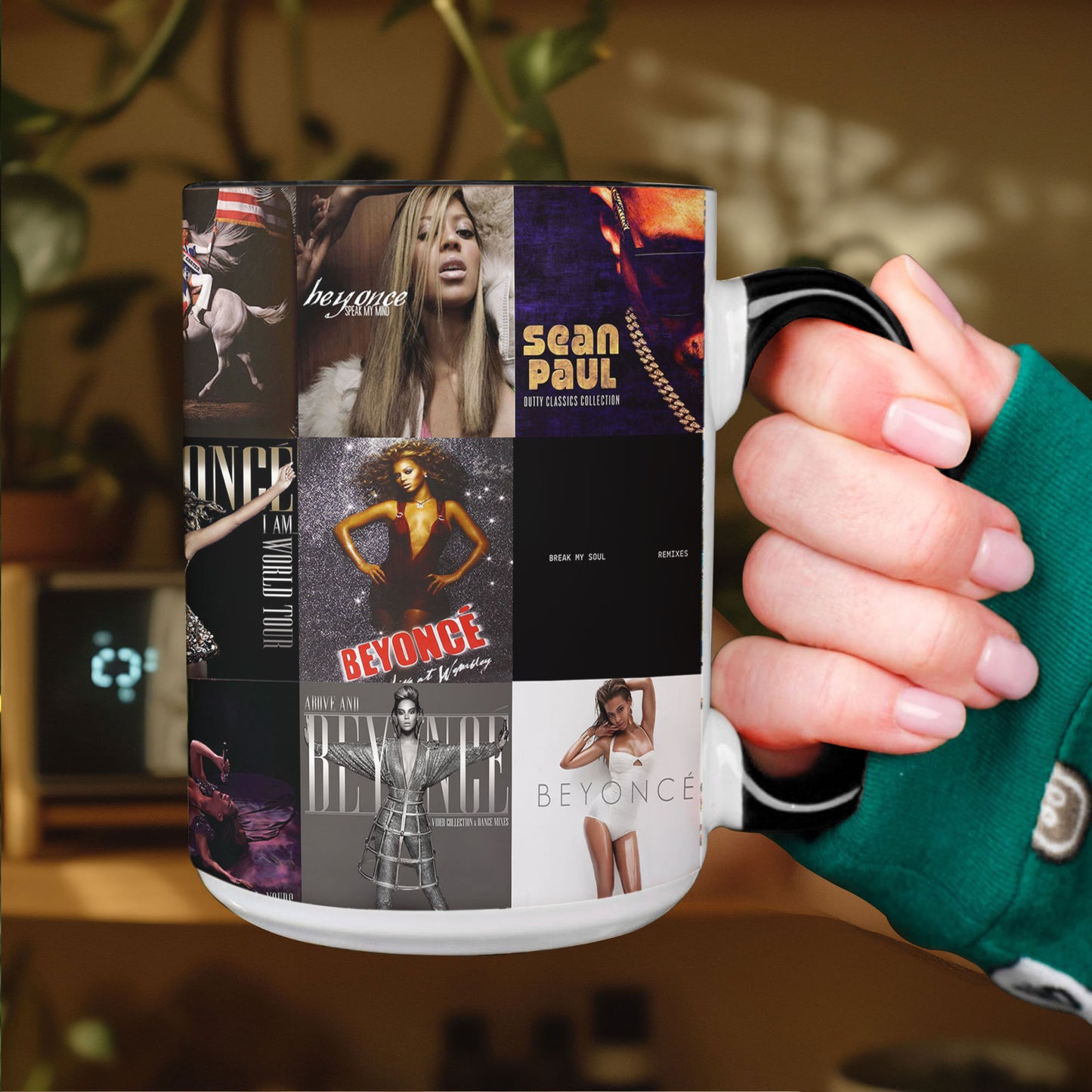 Beyoncé Accent Mug – Iconic Album Cover Collage Gift for Pop & R&B Fans