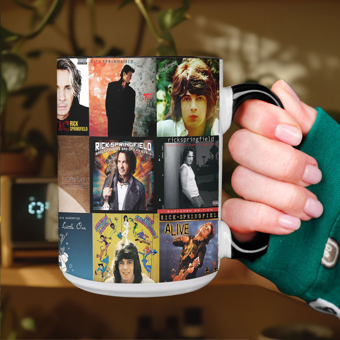 Rick Springfield Accent Mug – Classic Hits Album Art Collage Gift