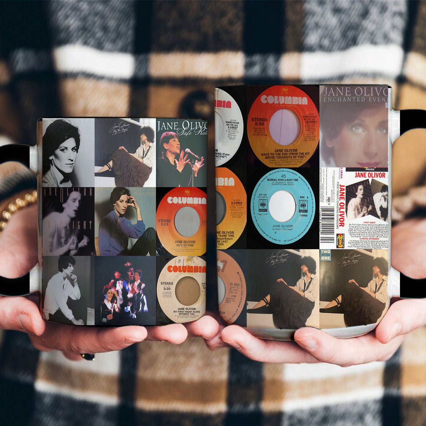 Jane Olivor Accent Mug – Timeless Vocal Elegance Album Collage Gift