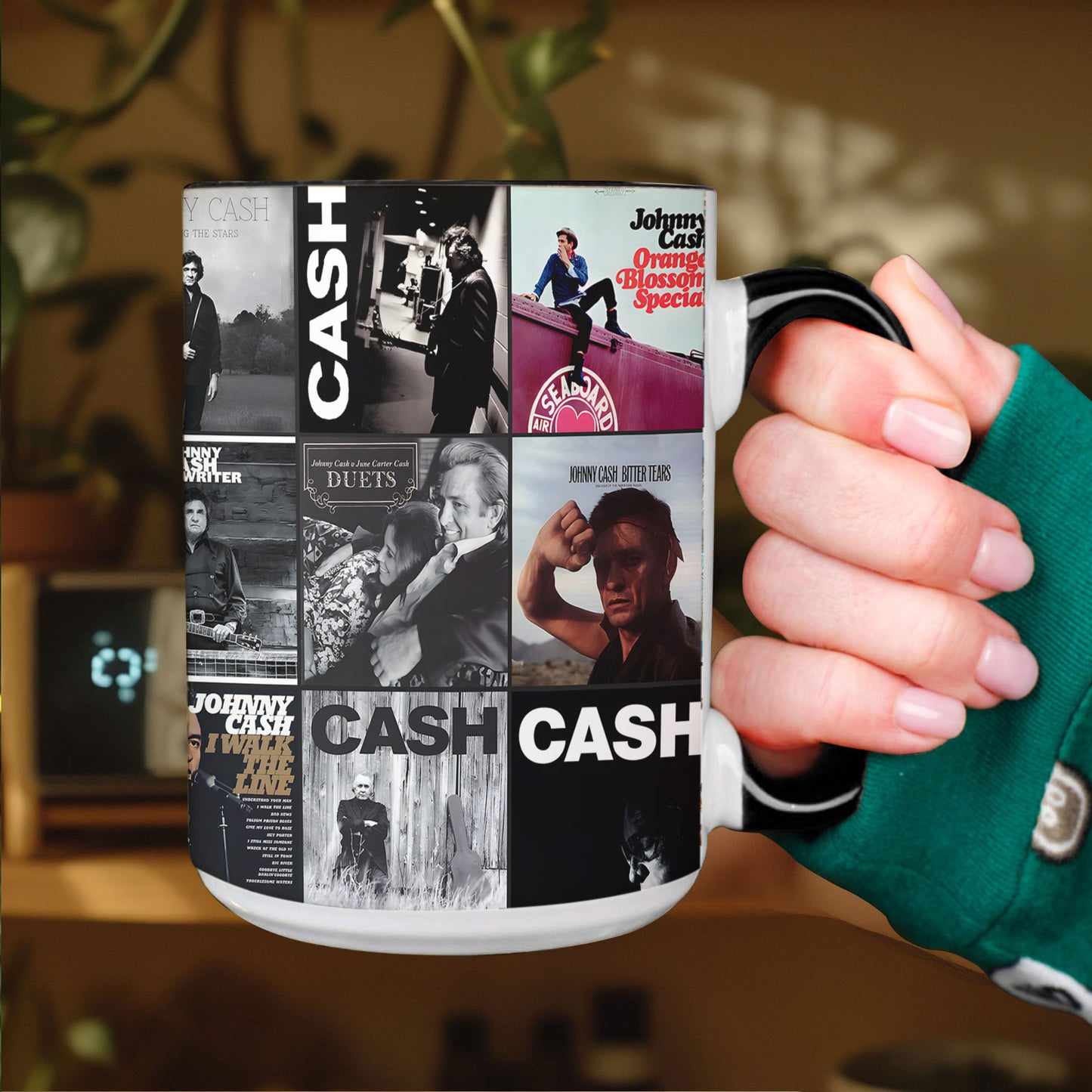 Johnny Cash Accent Mug – Classic Album Cover Collage Gift