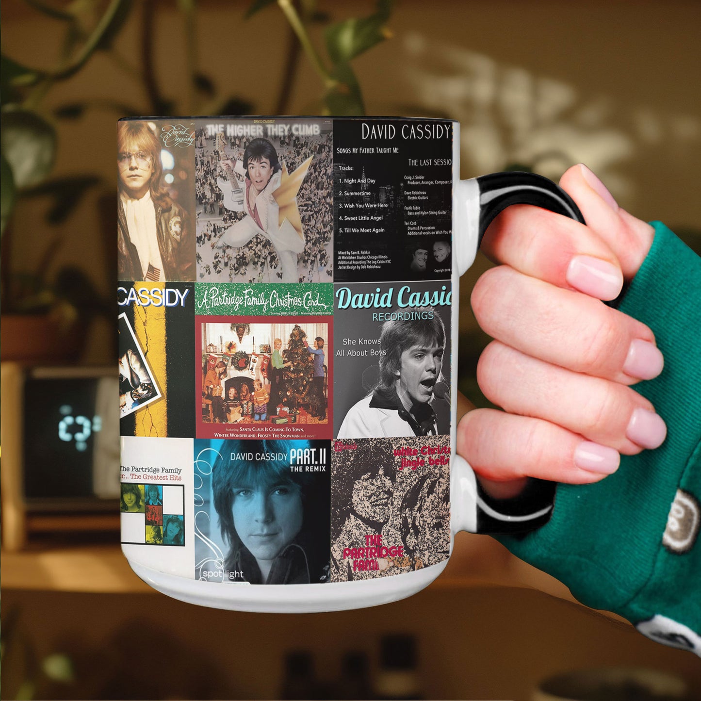 David Cassidy Accent Mug – Classic Album Cover Collage Gift for Pop Music Fans