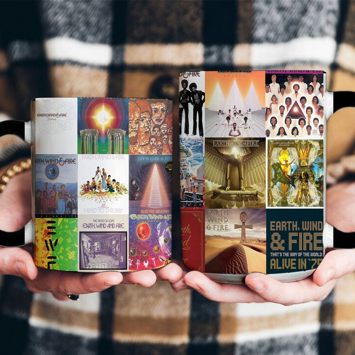 Earth, Wind & Fire Accent Mug – Legendary Album Cover Collage Gift