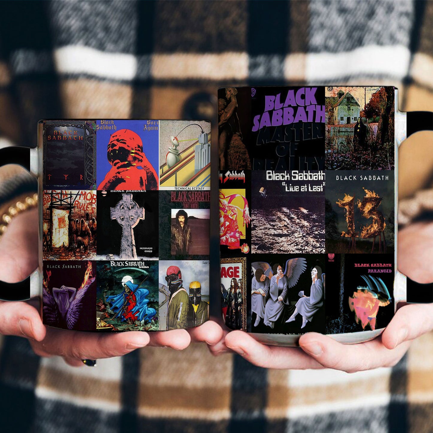 Black Sabbath Accent Mug – Classic Album Cover Collage Gift