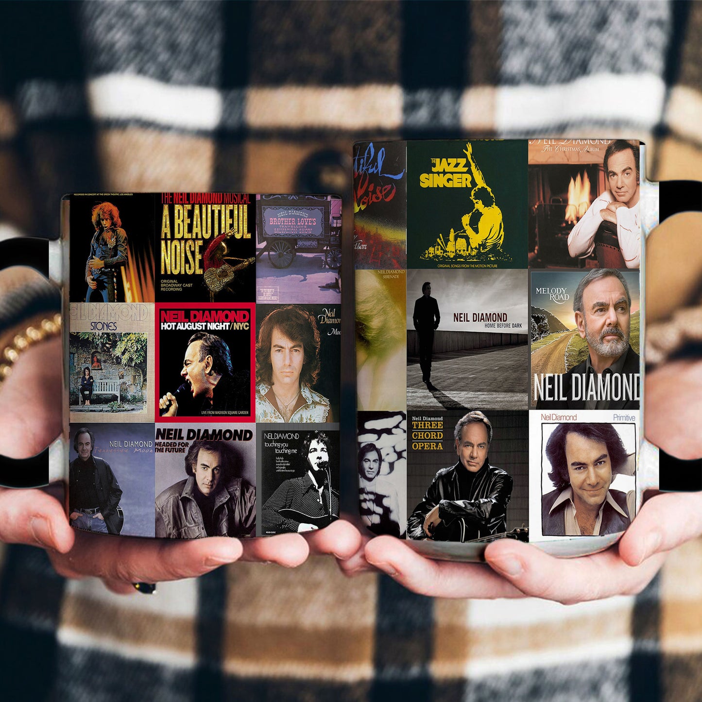 Neil Diamond Accent Mug – Classic Album Cover Collage Gift