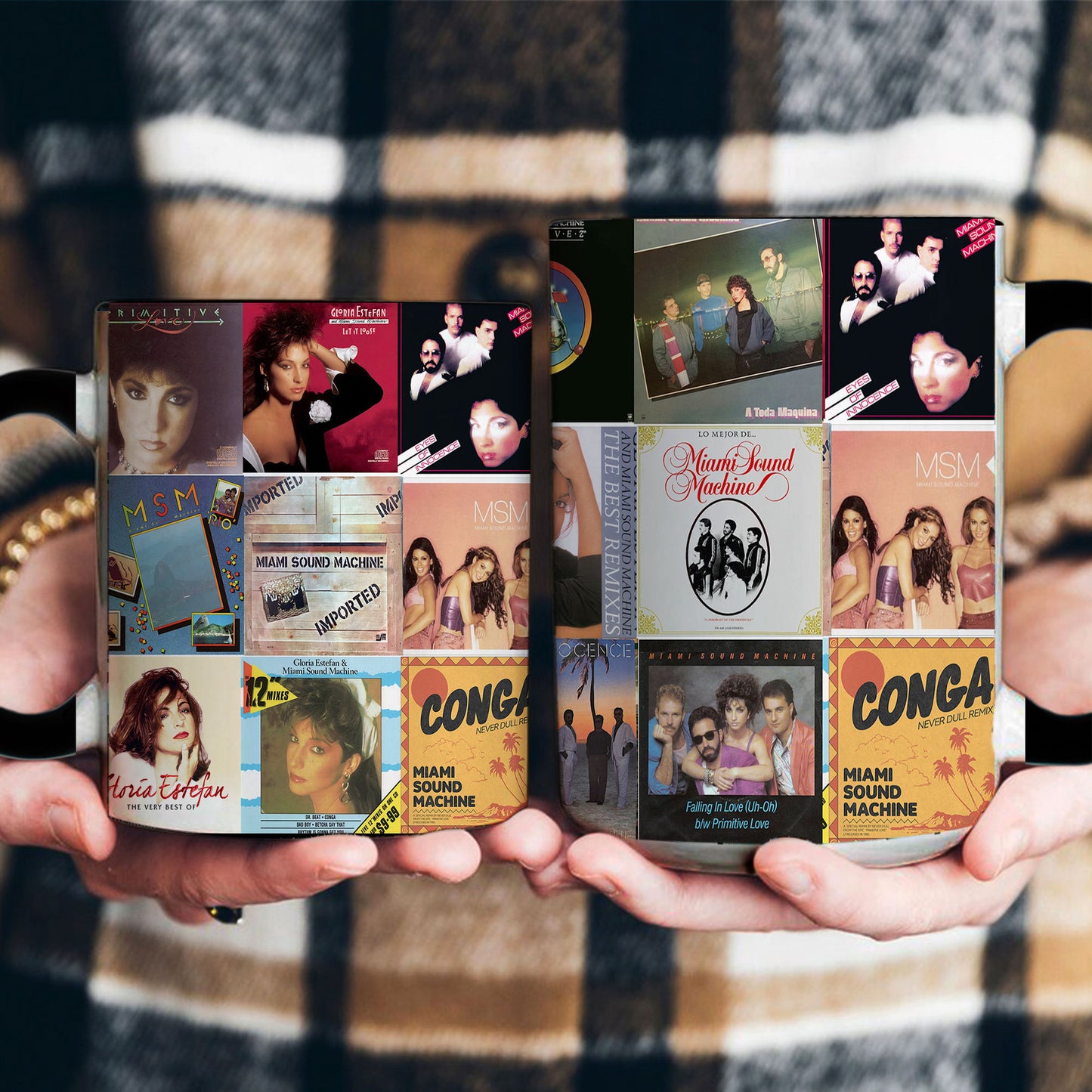 Miami Sound Machine Accent Mug – Retro Latin-Pop Album Collage Gift