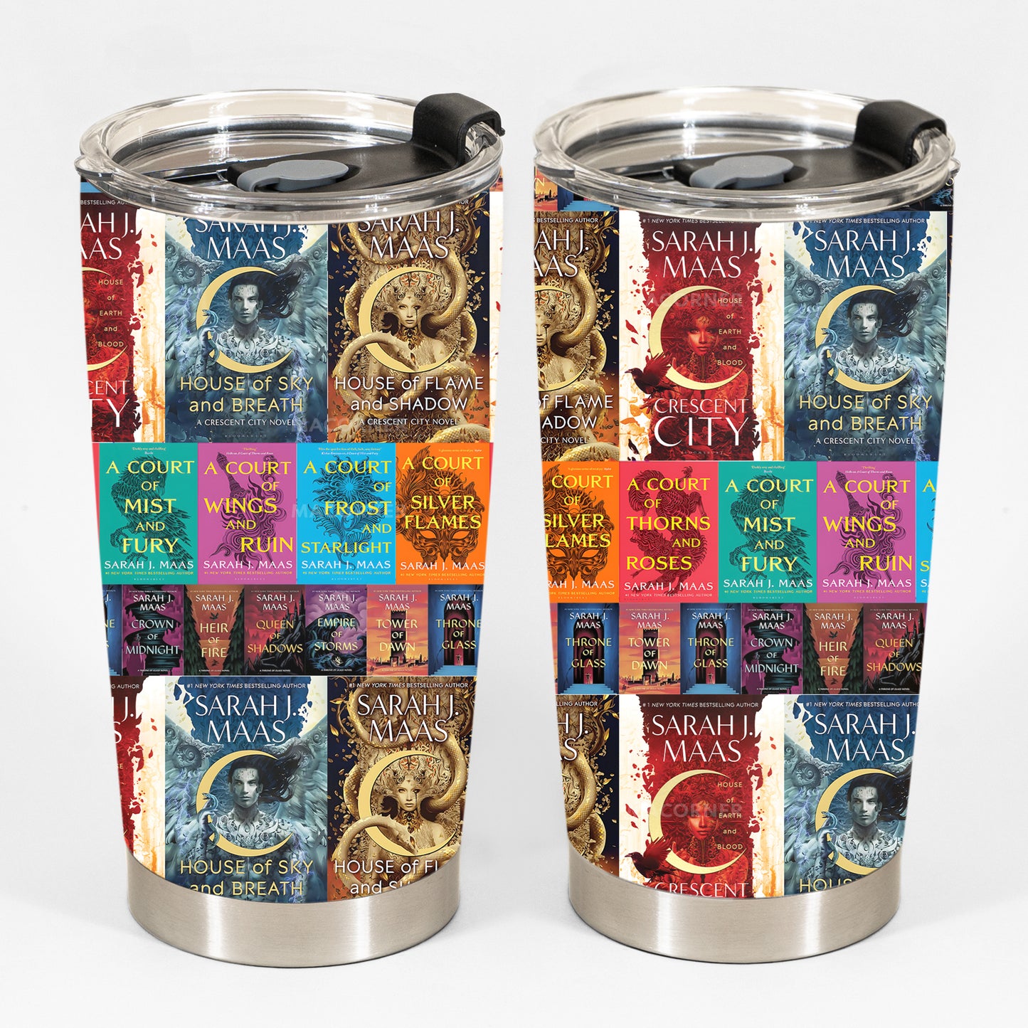 Sarah J. Maas Book Covers Tumbler Cup – Crescent City, ACOTAR & Throne of Glass Series