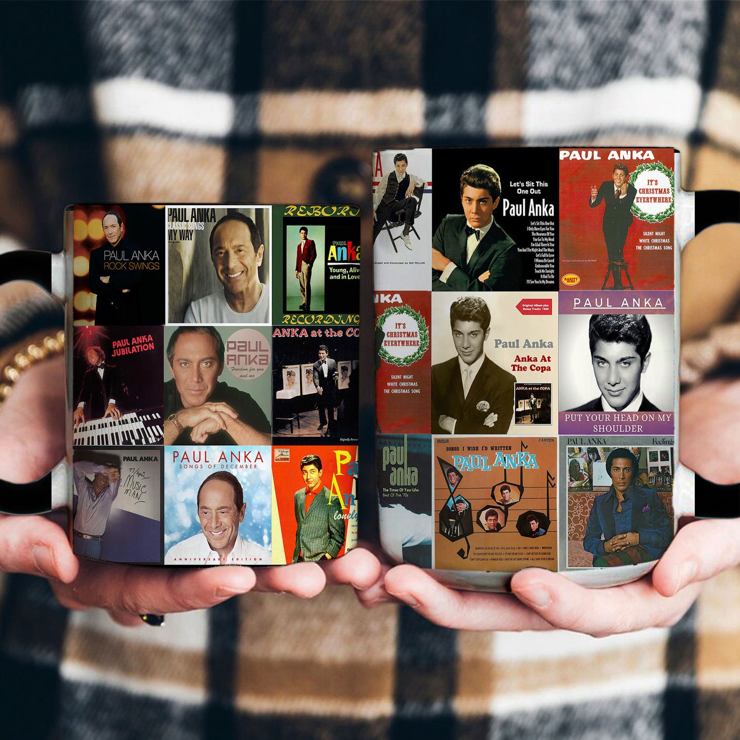 Paul Anka Accent Mug – Golden-Era Classics Album Collage Gift