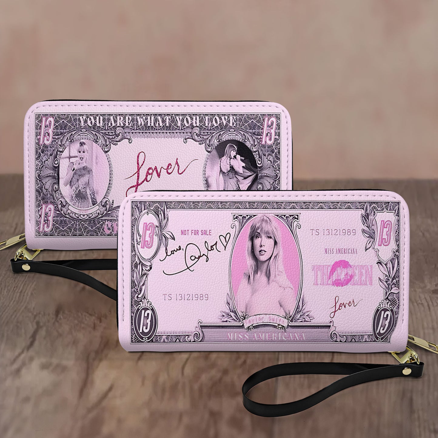 Swiftie Lover Leather Wallet – Pink Money Print Fan Edition