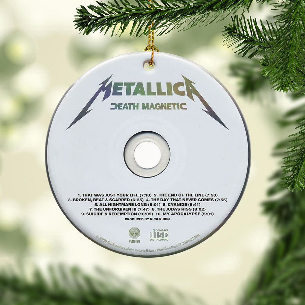 Death Magnetic Metallica CD Design Ceramic Ornament – Rock Music Christmas Tree Decoration