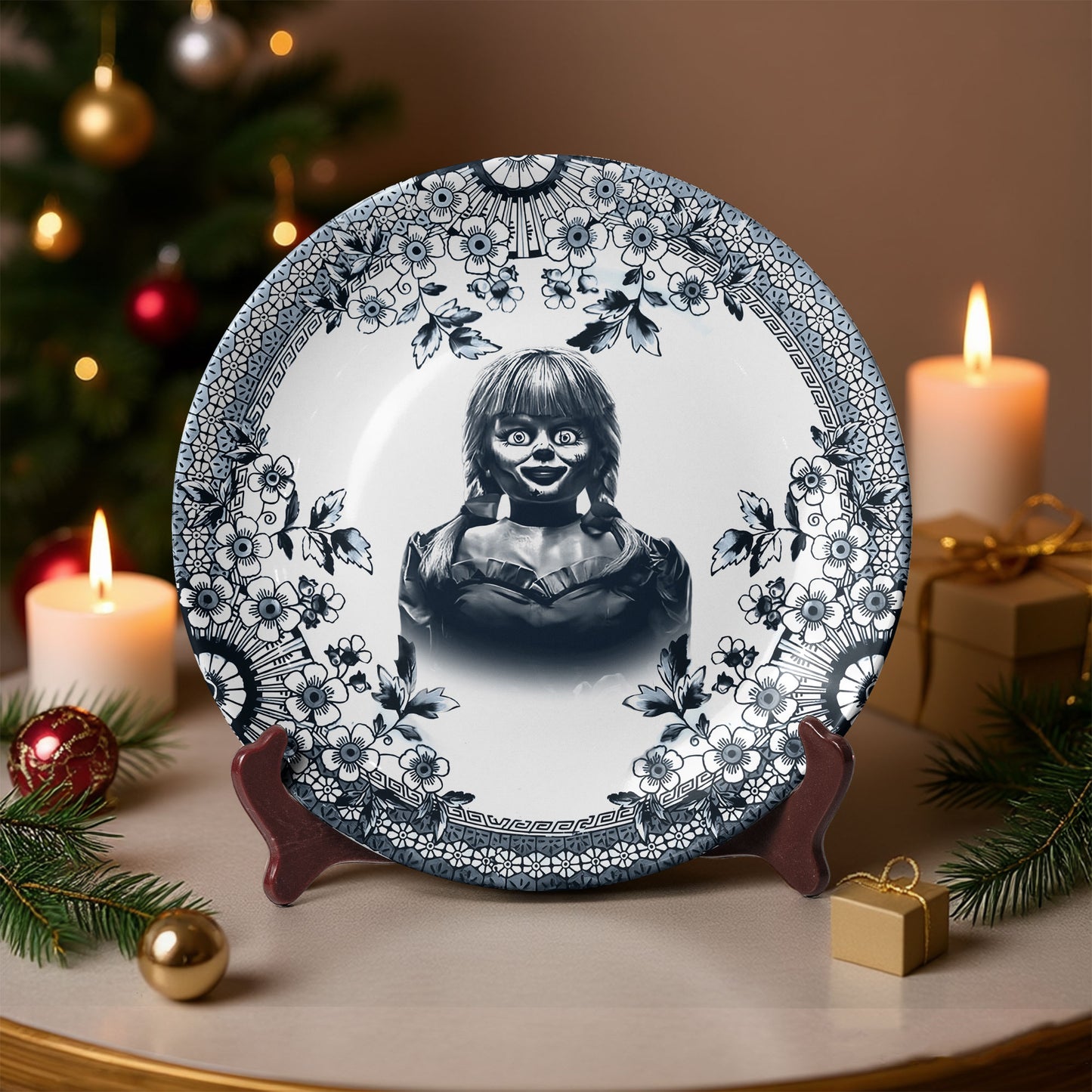 Annabelle Haunted Doll Decorative Ceramic Plate – Gothic Horror Collectible Home Décor