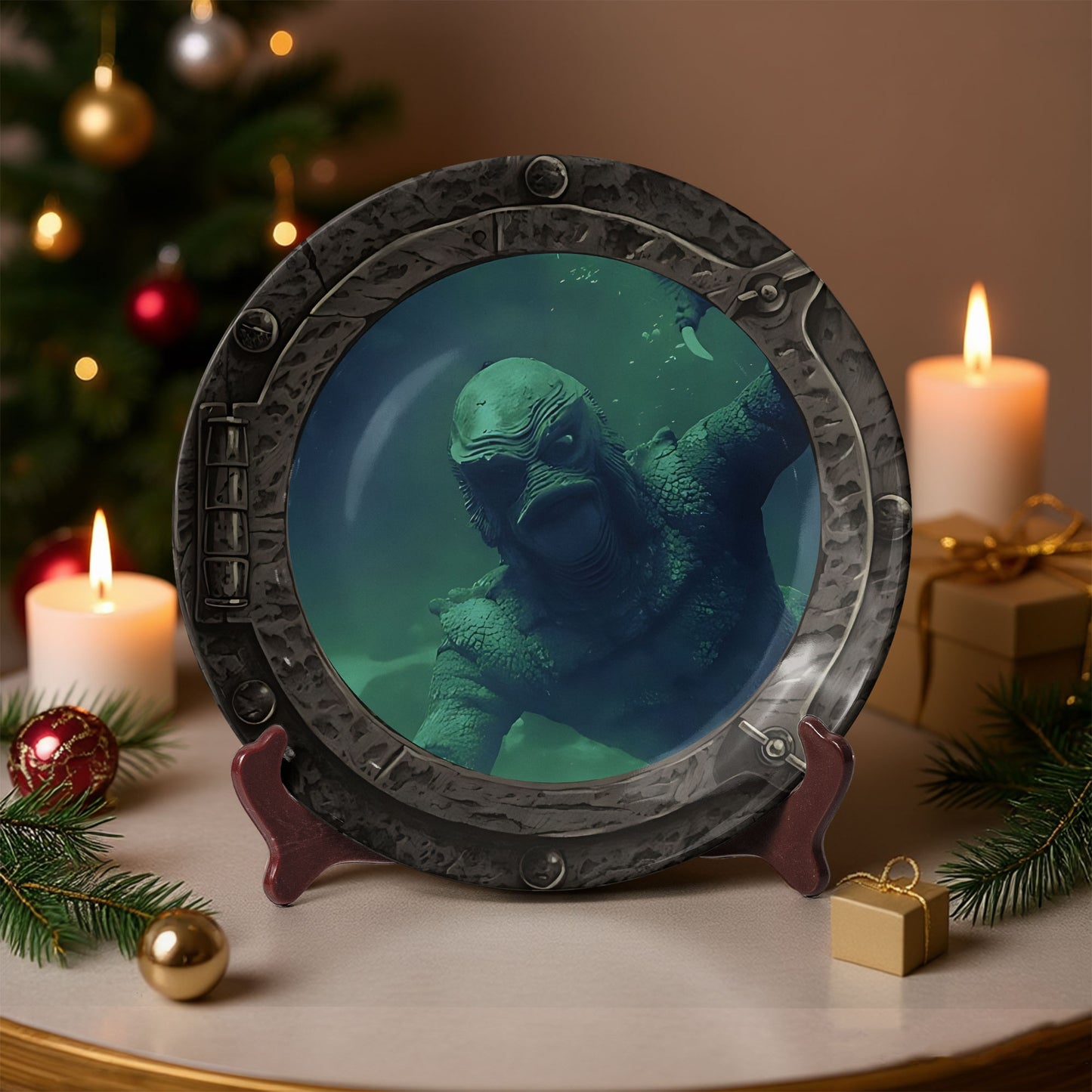 Gill-man Deep Sea Ceramic Plate – Underwater Monster Art Design