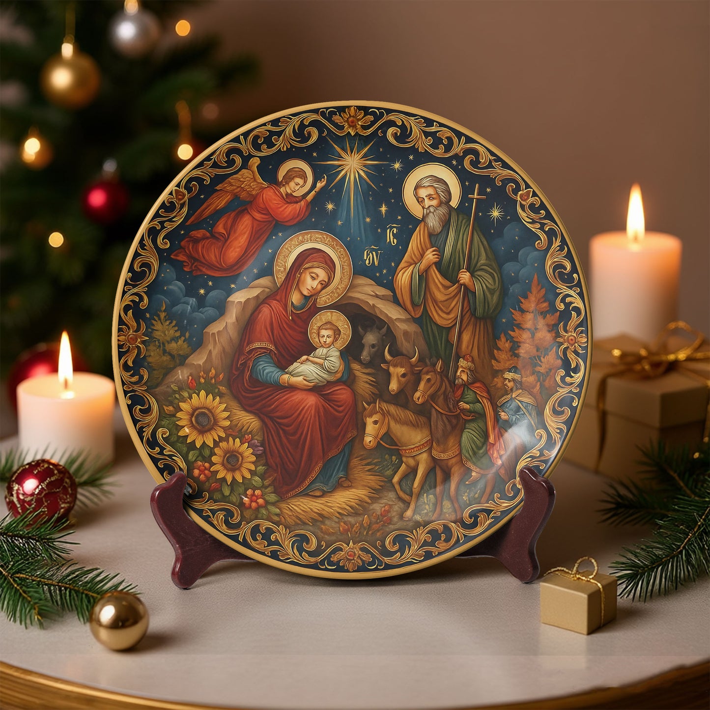 Holy Family Nativity Icon Decorative Ceramic Plate ✨
