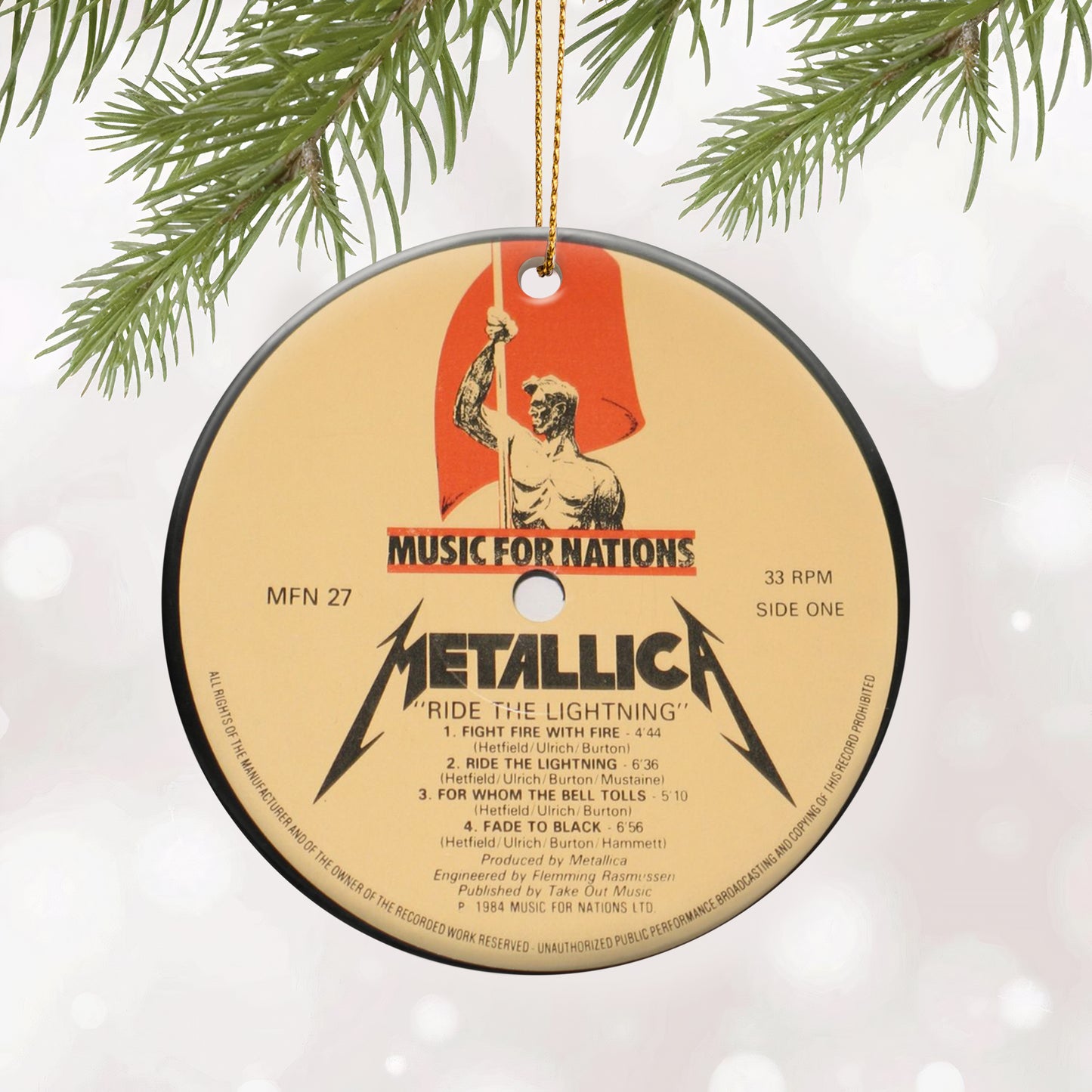 Music For Nations Metallica CD Design Ceramic Ornament – Rock Music Christmas Tree Decoration