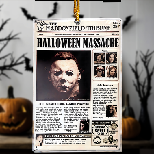 Halloween Massacre Newspaper Acrylic Ornament