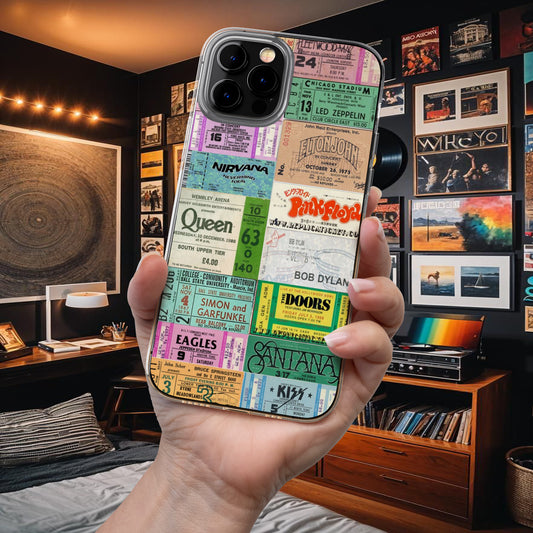 Retro Concert Ticket Collage Phone Case – Vintage Music Vibes 8