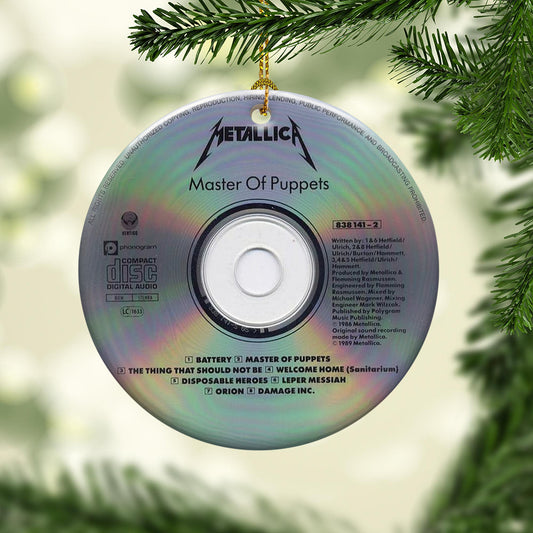 Master Of Puppets Metallica CD Design Ceramic Ornament – Rock Music Christmas Tree Decoration