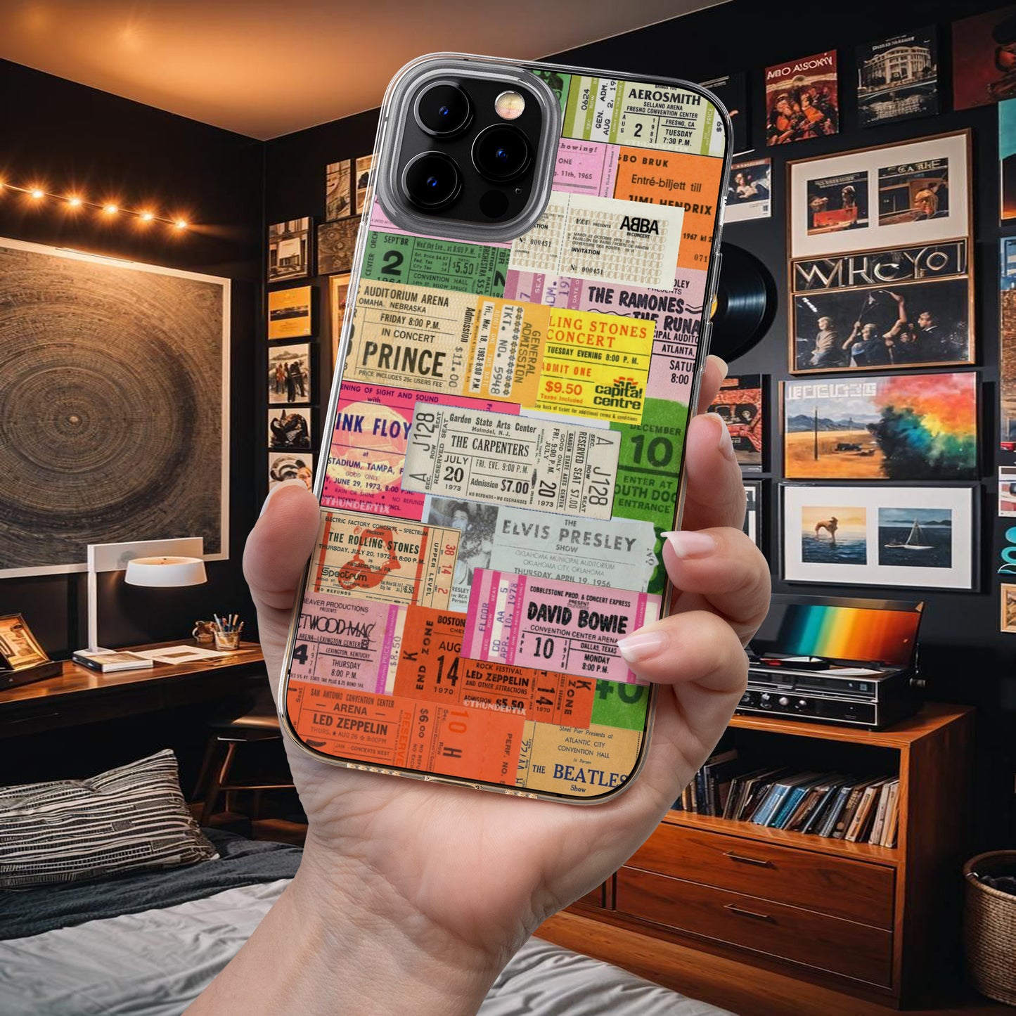 Retro Concert Ticket Collage Phone Case – Vintage Music Vibes 9