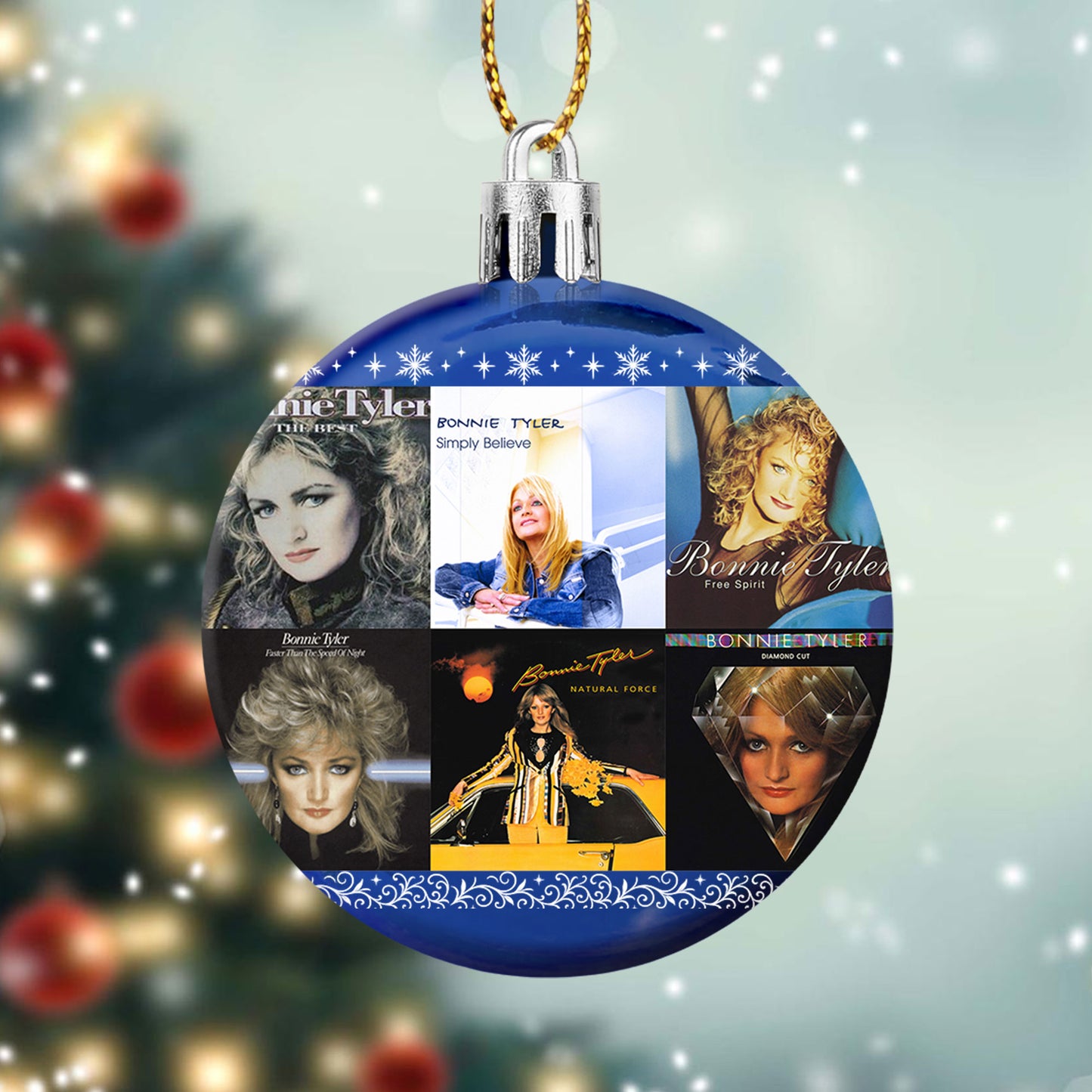 Bonnie Tyler Album Collage Ornament – Retro Pop Rock Christmas Decoration