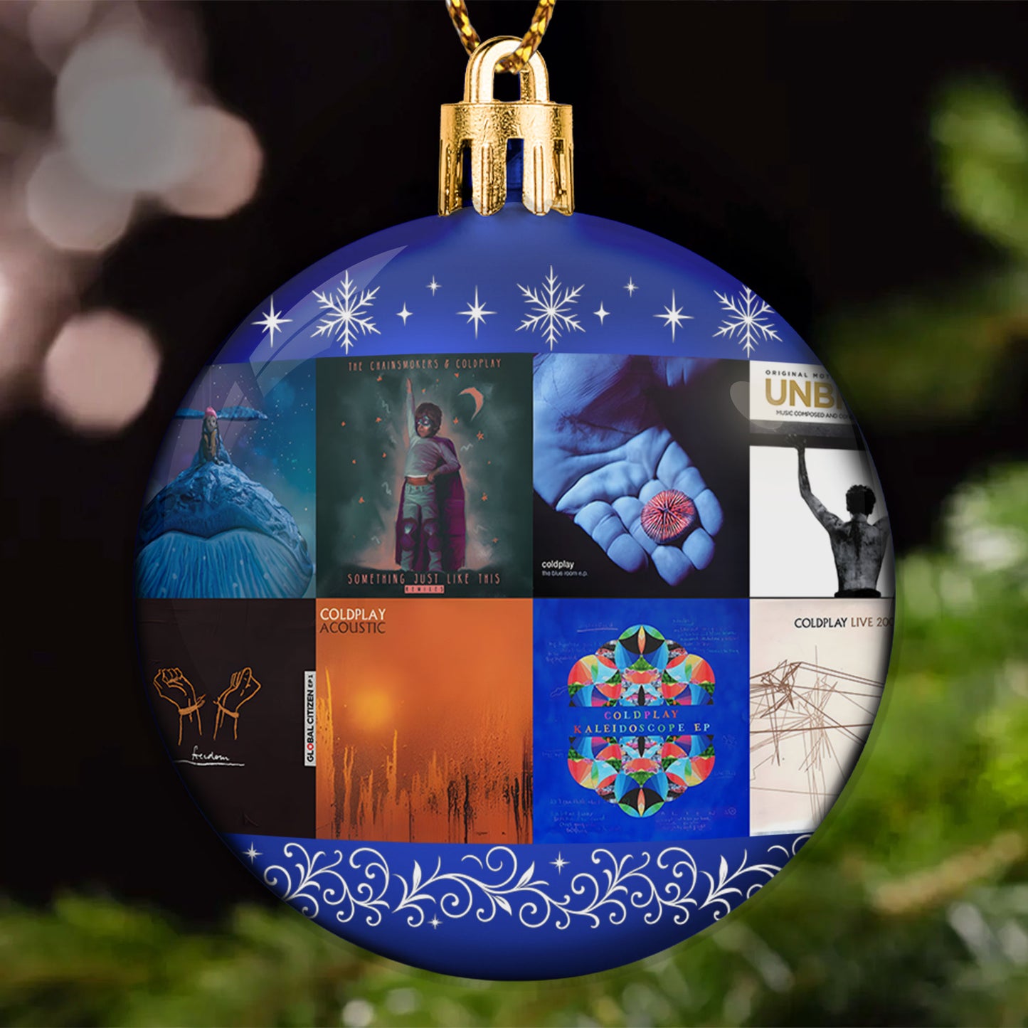 Coldplay Ball Ornament – Glitter Gold Celebration of Timeless Sound