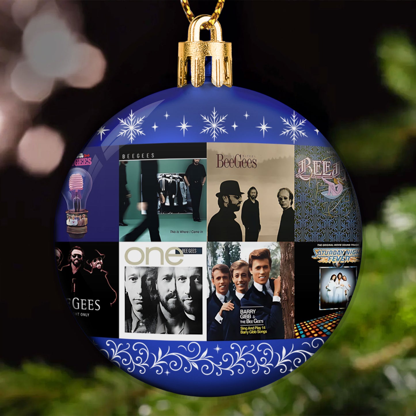 Bee Gees Ball Ornament – Glitter Blue Tribute to Disco Legends